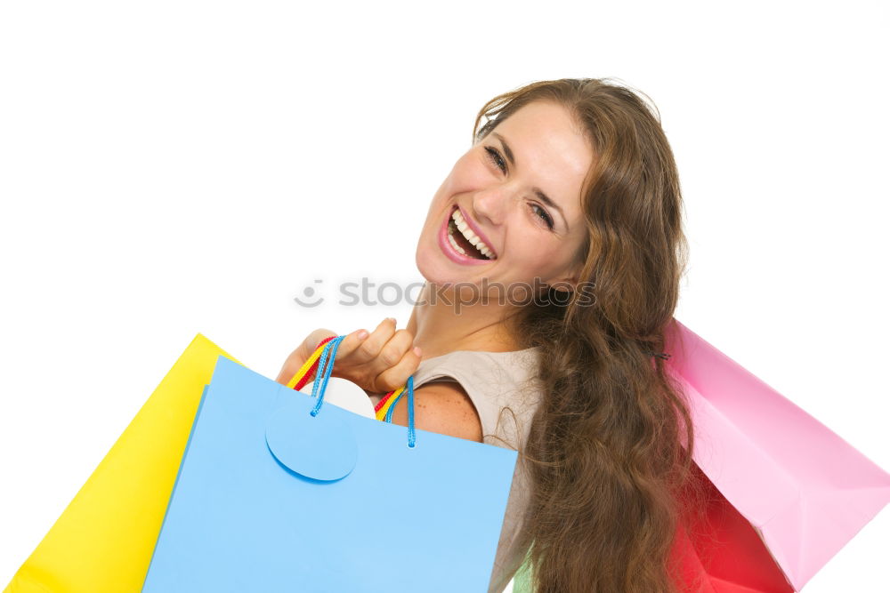 Similar – Image, Stock Photo Happy autumn or winter girl with wool cap shopping