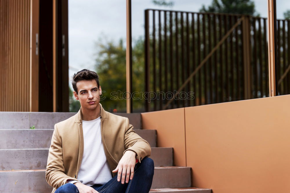 Similar – Image, Stock Photo Modern young man with mobile phone in the street.