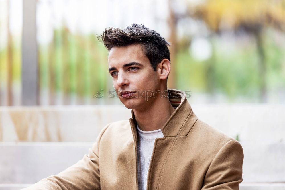 Similar – Image, Stock Photo Young man wearing winter clothes standing in the street