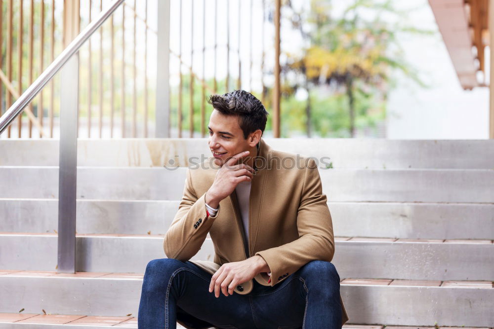 Similar – Image, Stock Photo Modern young man with mobile phone in the street.