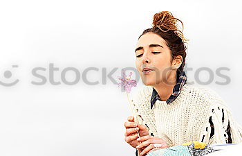 Similar – Image, Stock Photo woman and clouds II