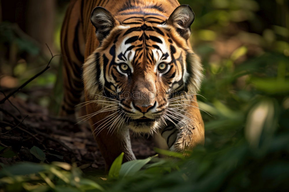 Similar – Close up side profile portrait of one young Siberian tiger