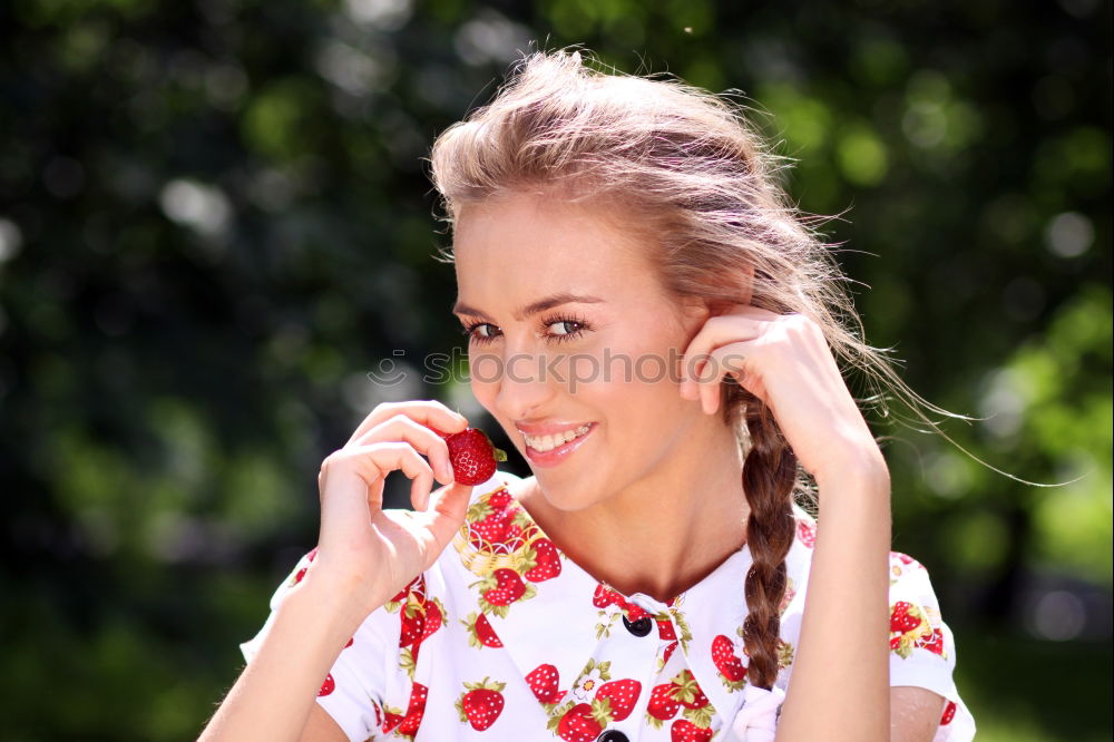 Similar – Image, Stock Photo Smiling young woman chatting on a mobile in autumn