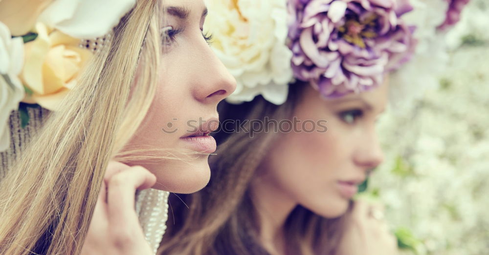 Similar – Image, Stock Photo Two girls with flowers