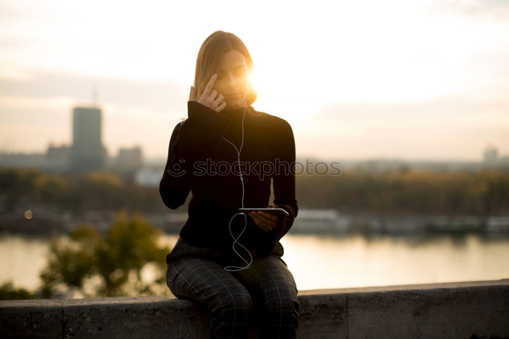 Similar – Image, Stock Photo Skater woman at sunset enjoying the sun