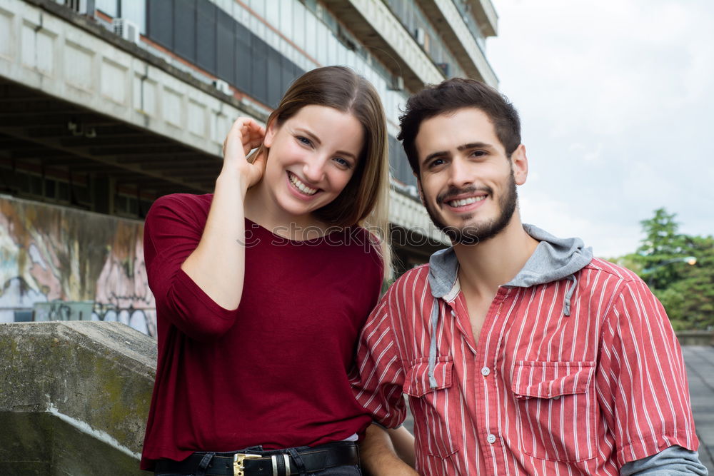 Image, Stock Photo Young couple having fun on the street