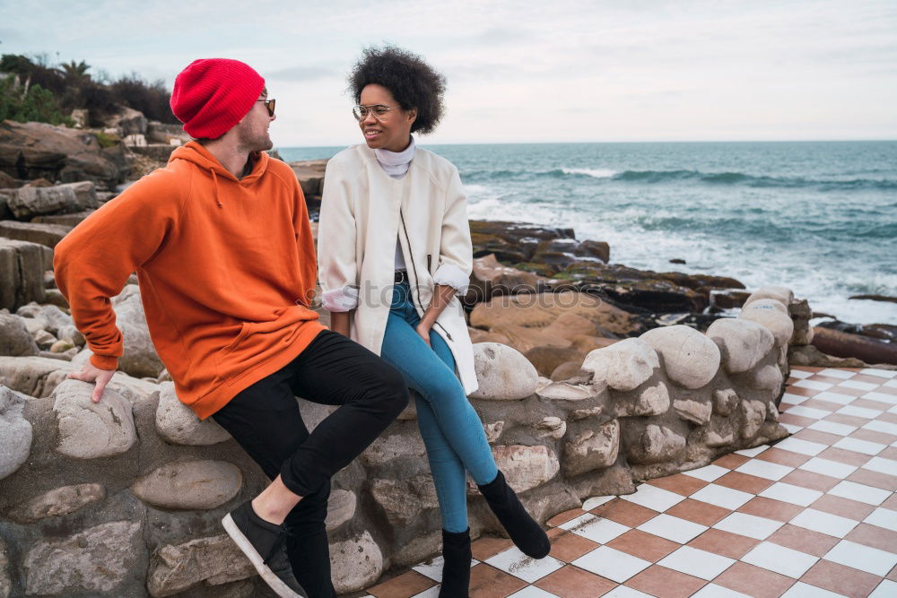 Similar – Image, Stock Photo Cheerful women posing at fence