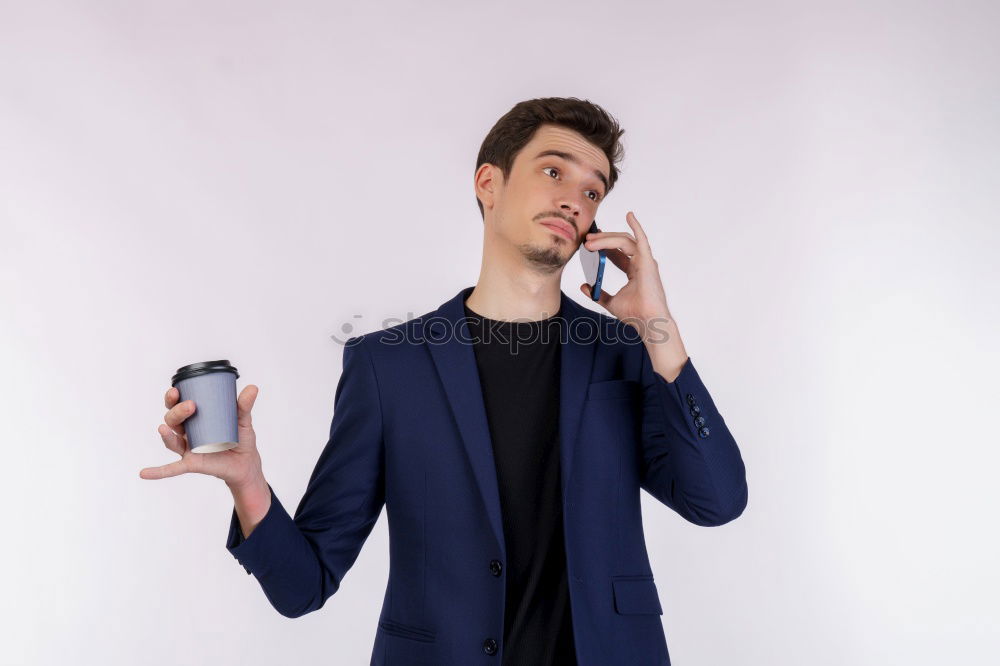 Similar – Image, Stock Photo Man with mustache talking on the phone.