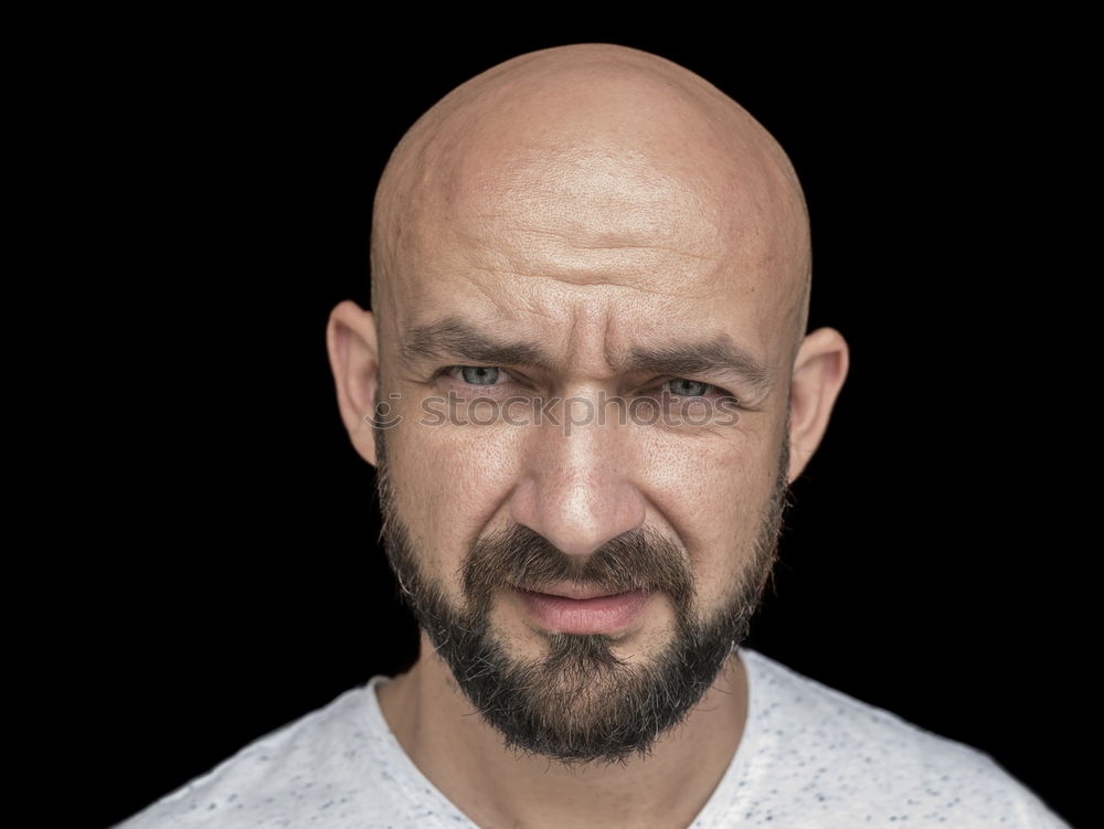 Similar – Young bald guy on black background