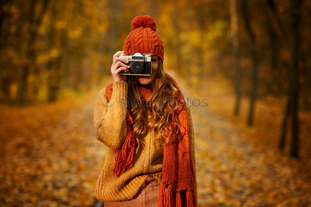 Similar – Image, Stock Photo Smiling girl with camera in the field