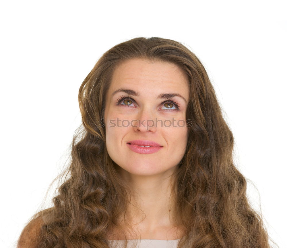 Similar – Image, Stock Photo side portrait of a young red-haired woman