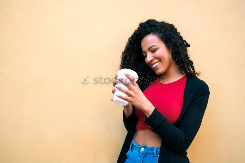 Similar – Image, Stock Photo Young adult woman typing message on smart phone in cafe