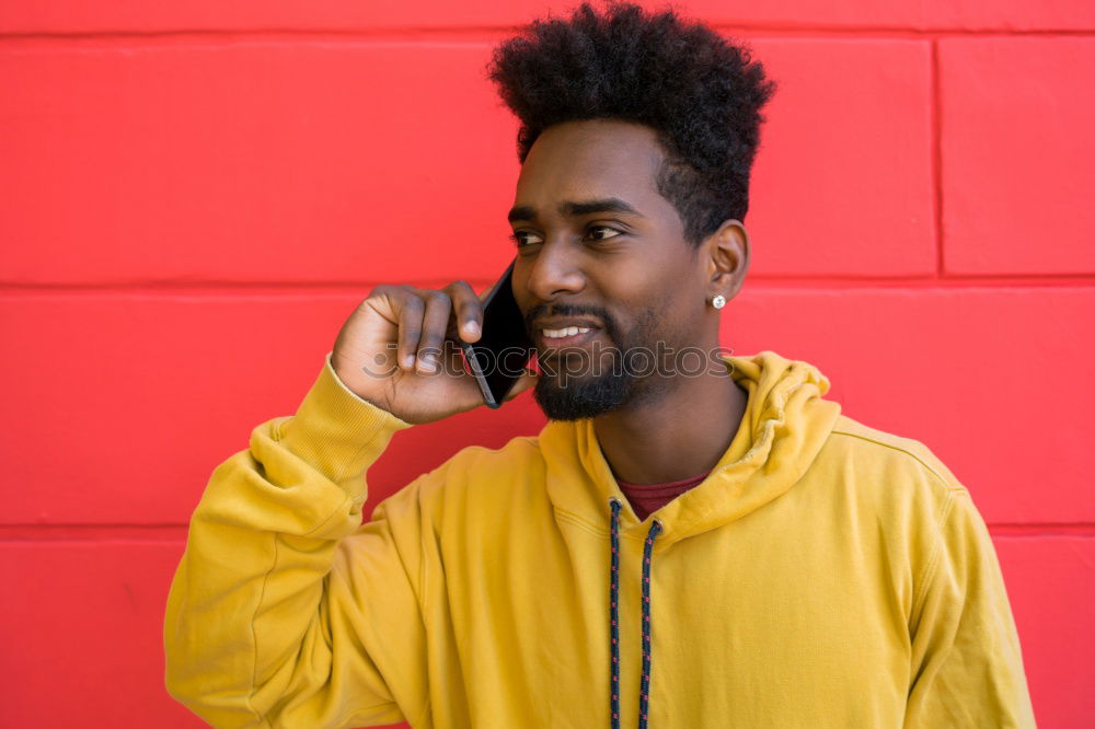 Similar – Image, Stock Photo Afro young man using mobile phone.