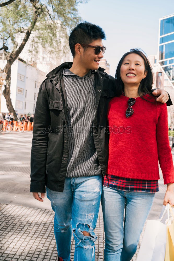 Similar – Image, Stock Photo Couple standing at bus