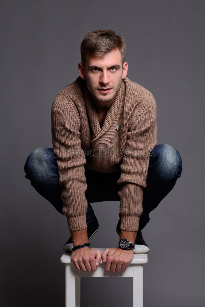 Similar – Image, Stock Photo Young man wearing winter clothes standing in the street