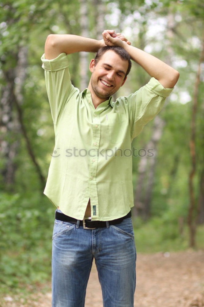 Similar – Image, Stock Photo Young man exercising in a park