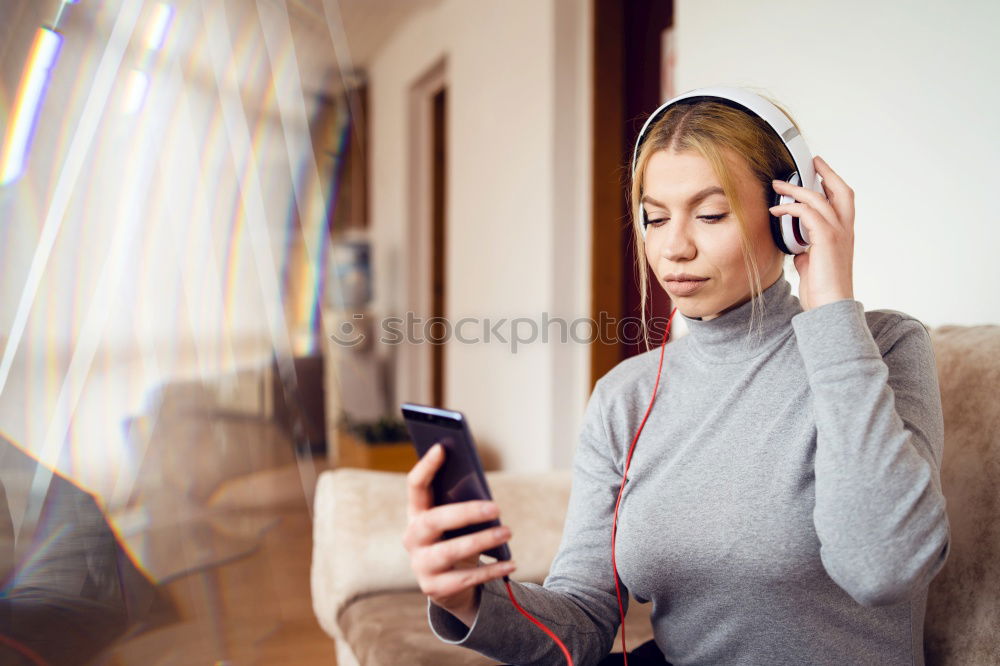 Similar – Image, Stock Photo Attractive Woman with headphones on treadmill in the gym