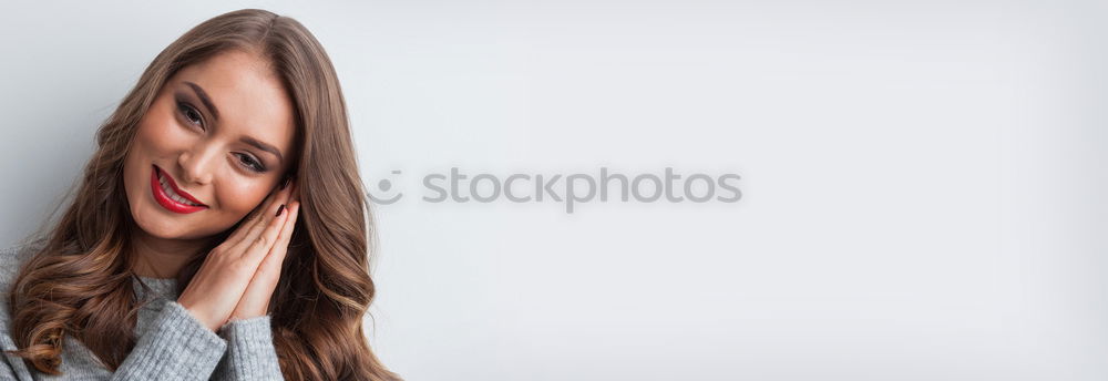 Similar – Close up portrait of a beautiful young woman