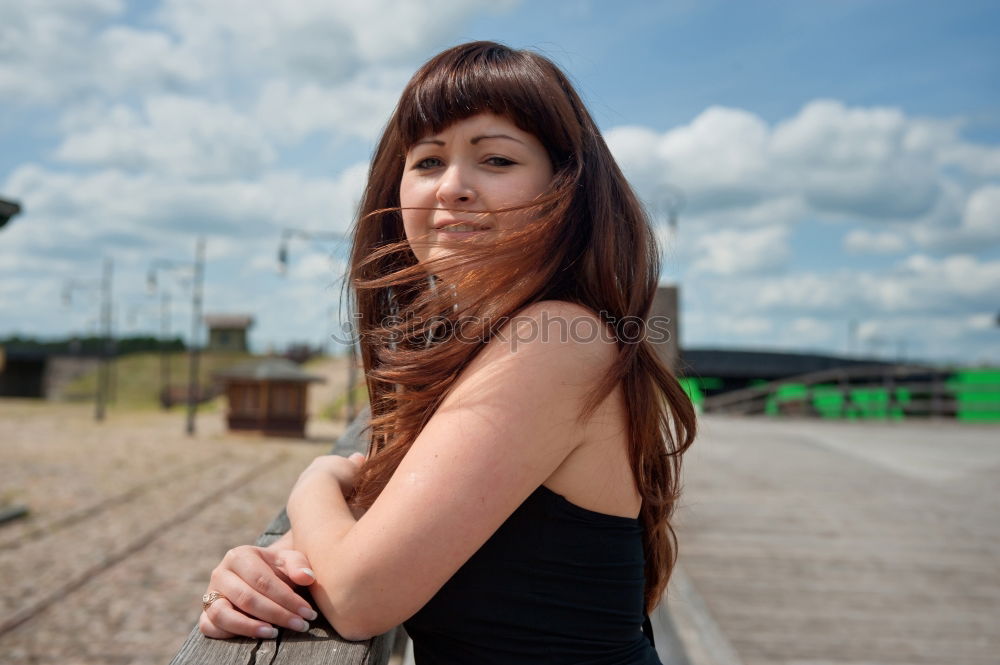 Similar – Image, Stock Photo young woman stands on an old industrial site with graffiti