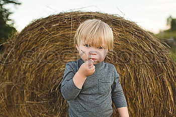 Similar – Child playing with toy tractor on meadow