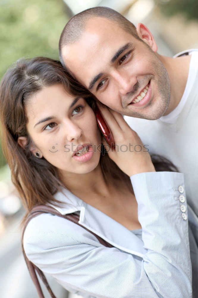 Similar – Image, Stock Photo Smiling couple of lovers having fun.