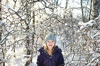 Similar – Image, Stock Photo blonde woman in a wintry park landscape