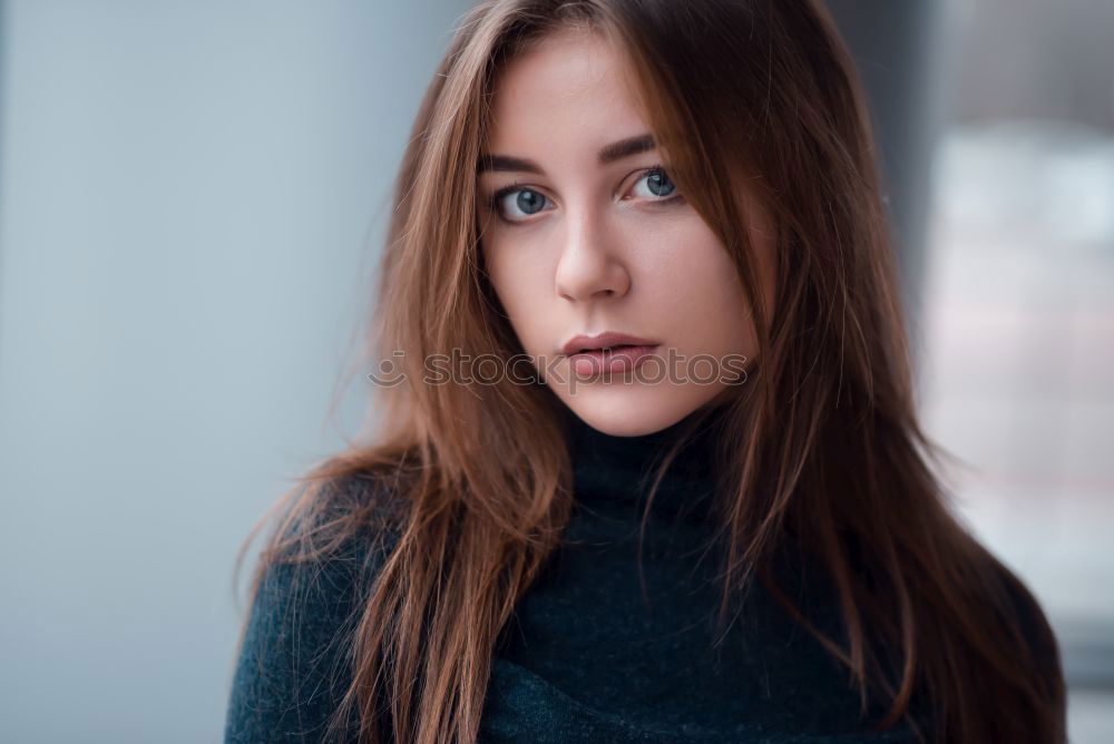 Similar – Image, Stock Photo Pretty woman standing at window