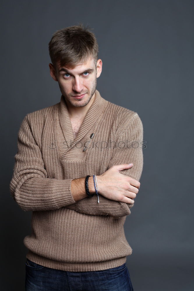 Image, Stock Photo Young man over a brick wall
