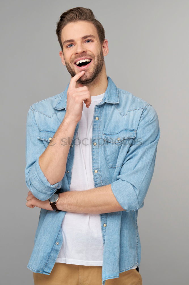 Similar – Image, Stock Photo Young handsome bearded hipster
