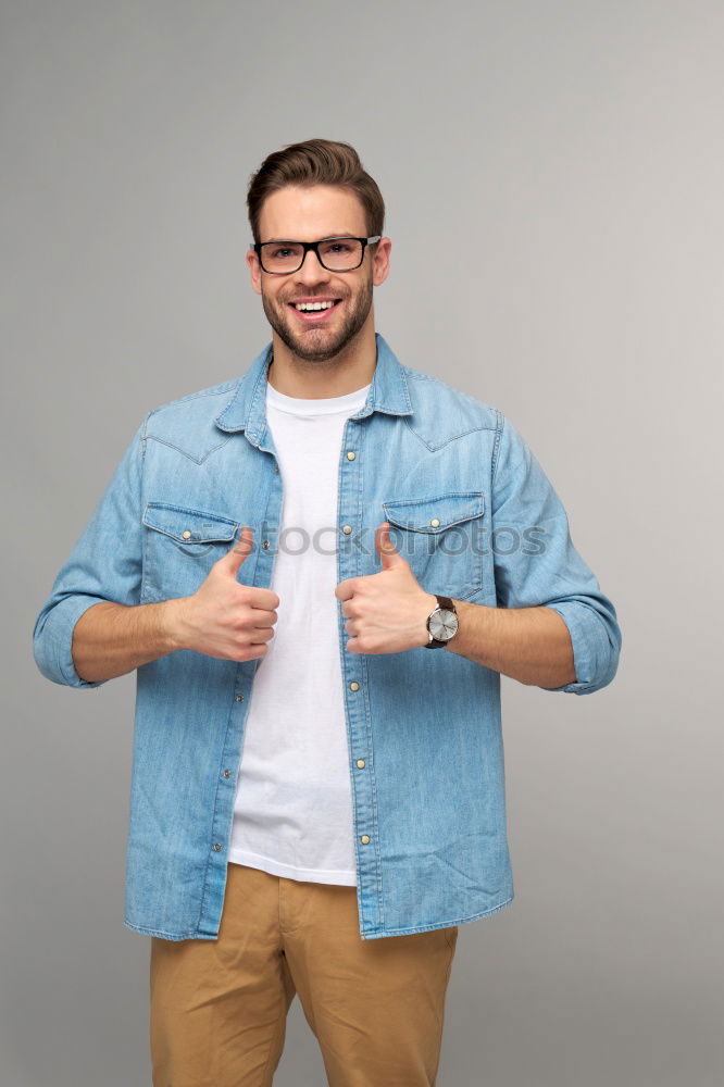 Similar – Image, Stock Photo Young handsome bearded hipster