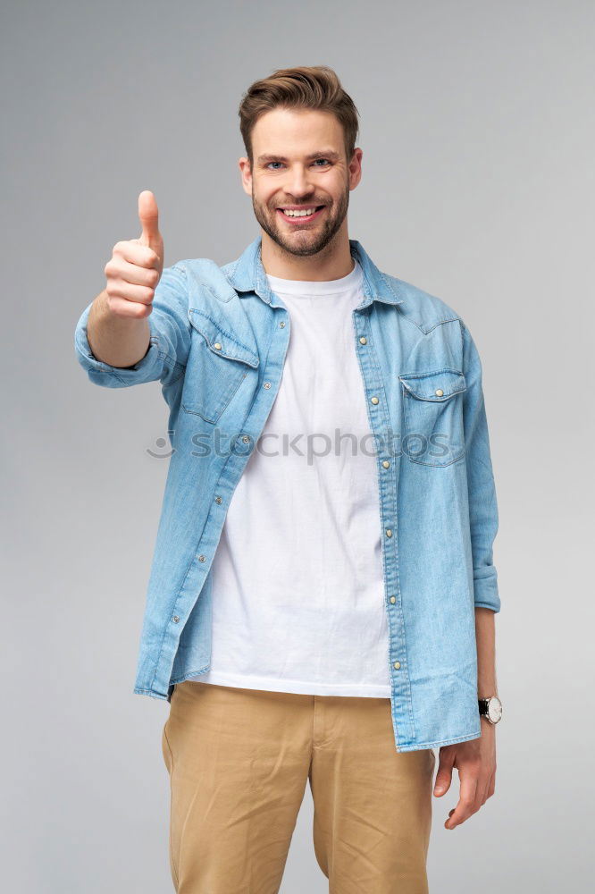 Similar – Image, Stock Photo Casual guy with a denim shirt relaxed