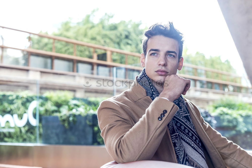Similar – Image, Stock Photo Young man wearing winter clothes standing in the street