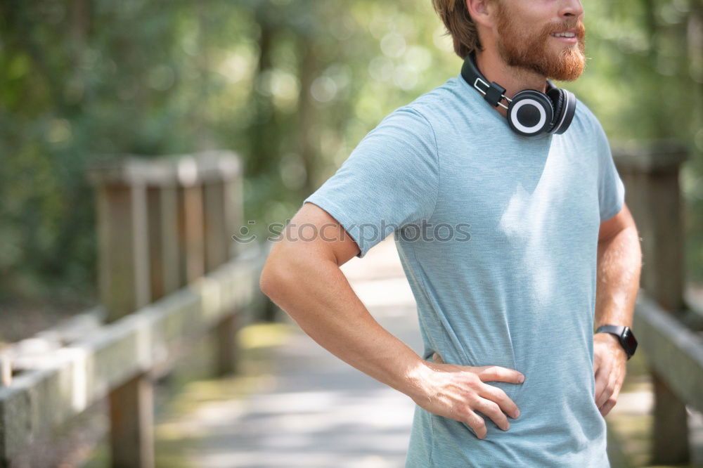 Similar – Image, Stock Photo Attractive bearded man listening to music