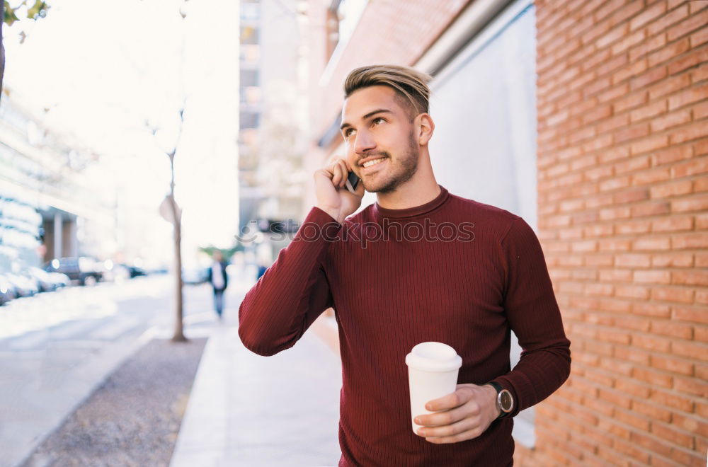 Similar – Image, Stock Photo Young bearded man drinking bottled water
