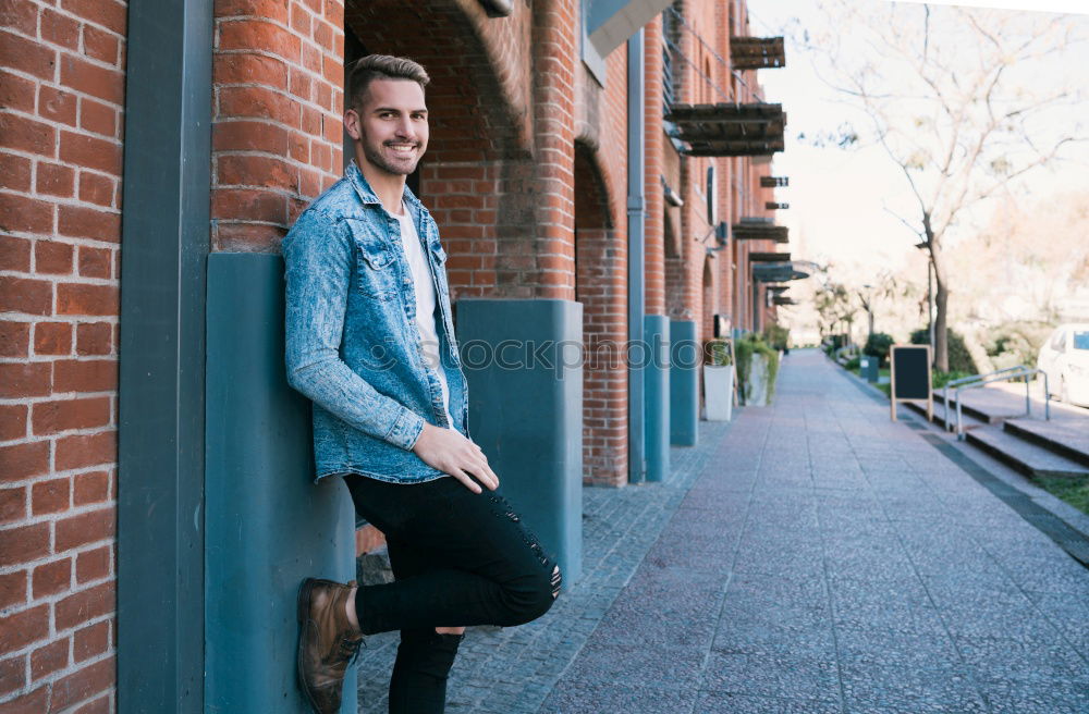 Similar – Confident man in leather jacket