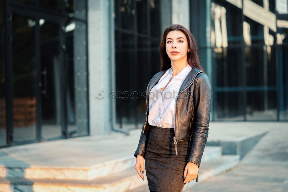 Similar – Image, Stock Photo Young businesswoman standing outside of office building