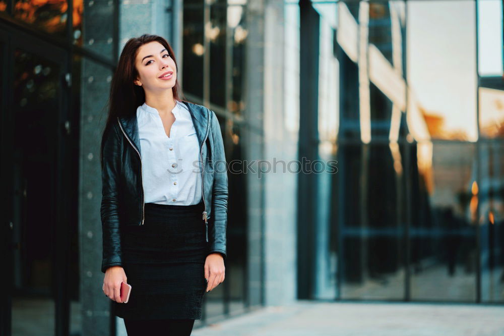 Similar – Attractive woman standing on street