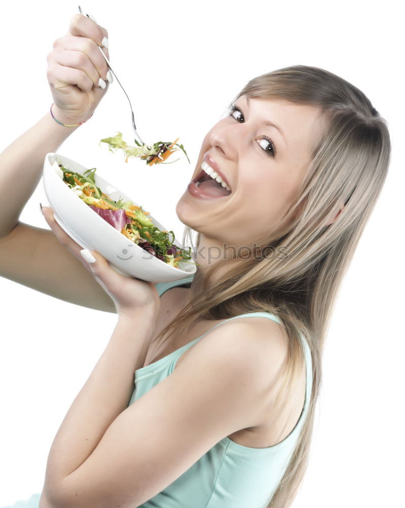 Similar – Image, Stock Photo Woman eating quinoa and vegetables in bowl