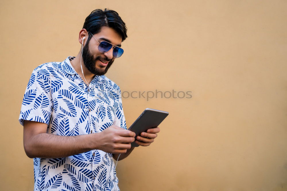 Similar – Image, Stock Photo Young black man using smart phone outdoors