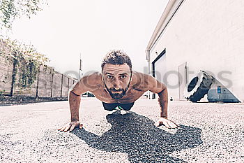 Similar – Image, Stock Photo Man training fitness push ups