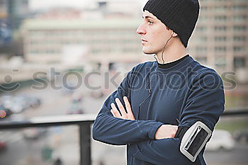 Similar – Senior runner man sitting after jogging in a park