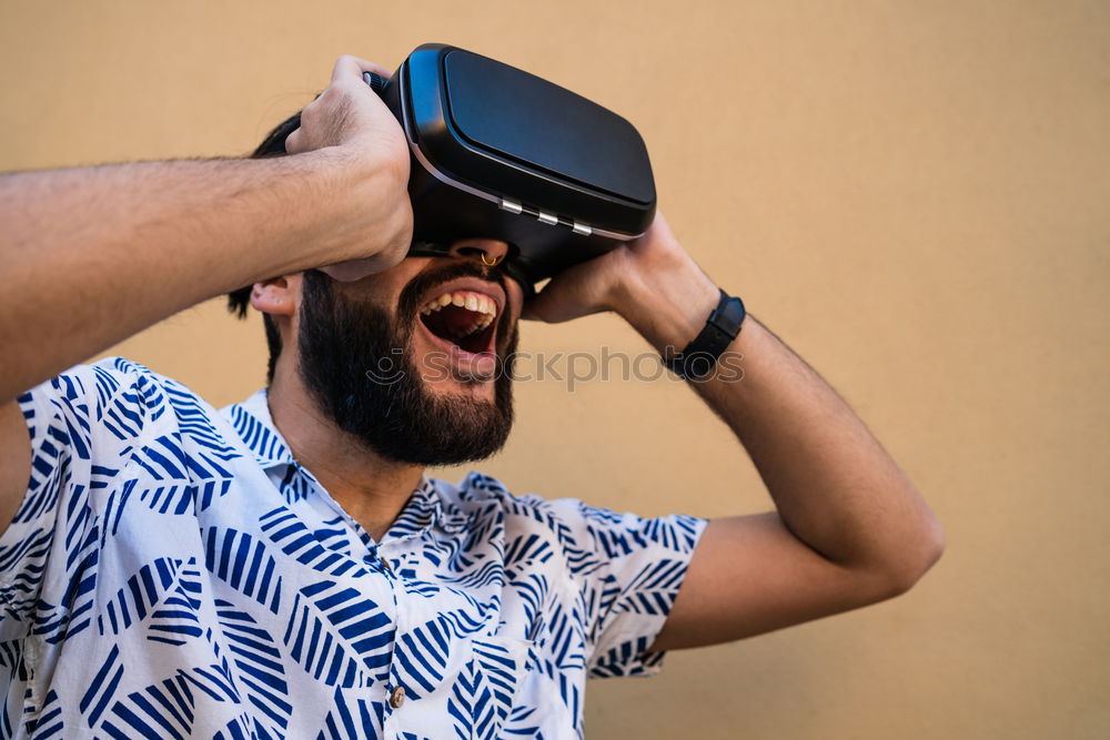 Similar – Image, Stock Photo woman playing with VR-headset glasses.