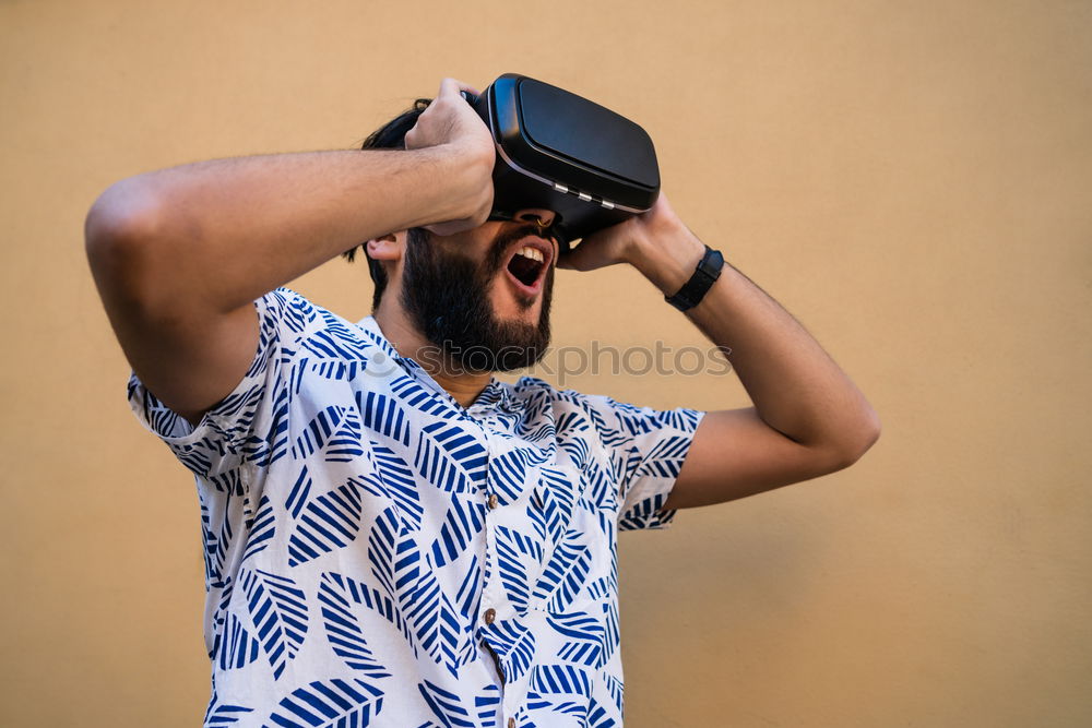 Similar – Image, Stock Photo woman playing with VR-headset glasses.