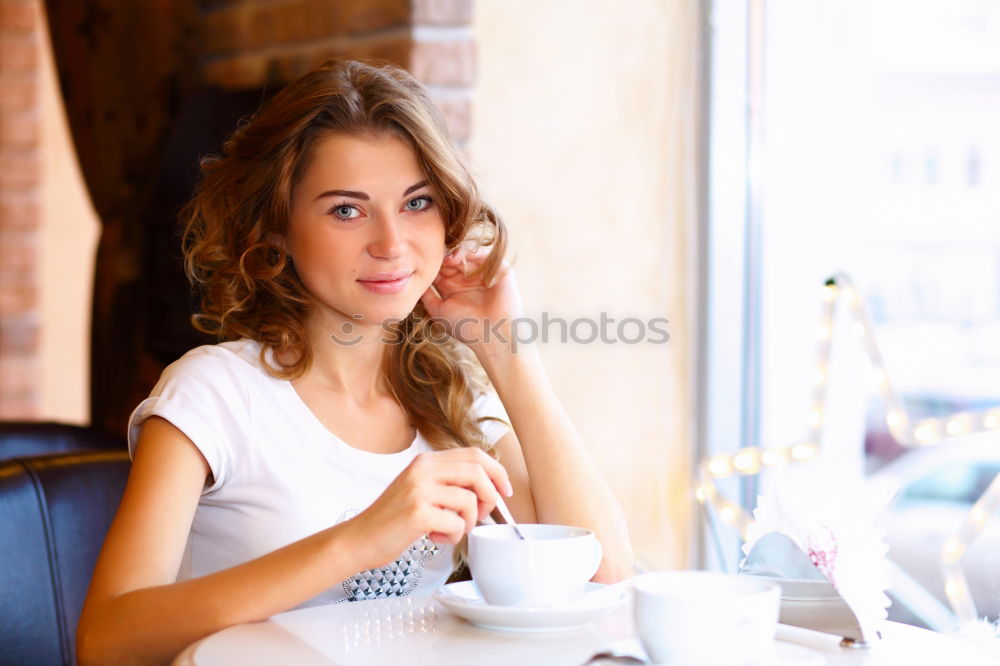 Similar – Image, Stock Photo woman close up eating oat and fruits bowl for breakfast