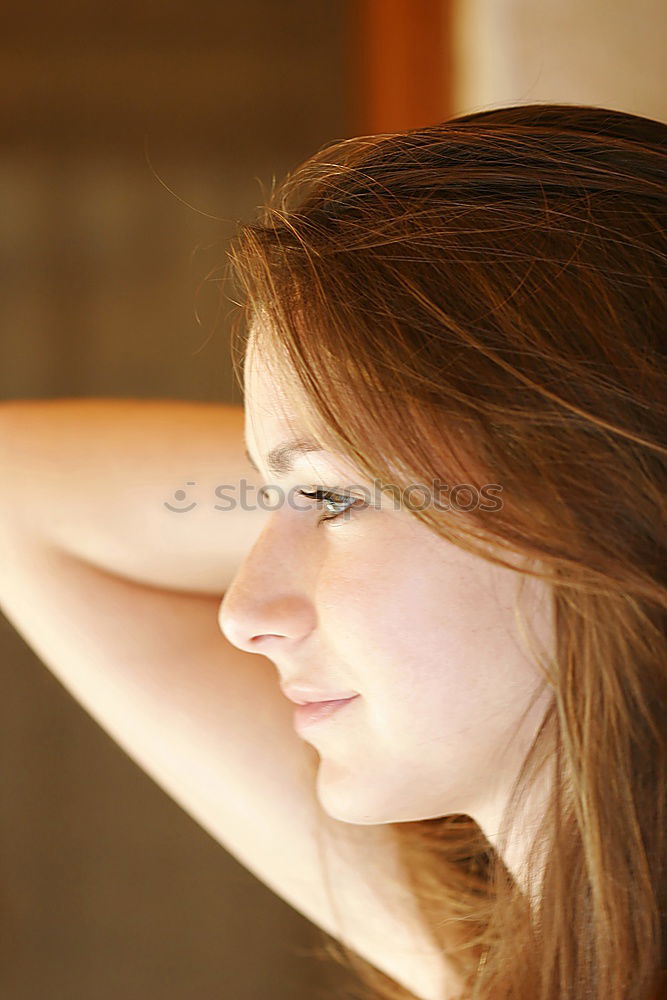 Similar – Portrait of a beautiful young caucasian tanned girl on a white background closeup. Long eyelash and natural brown eyebrows, green eye, beauty concept