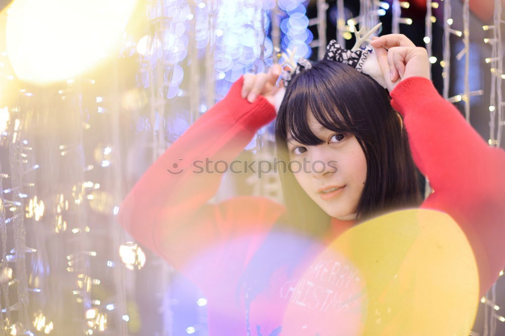 Similar – Image, Stock Photo Beautiful brunette woman in a yellow room in her home