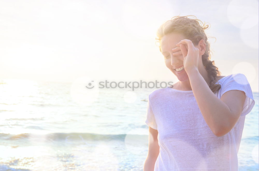 Similar – Image, Stock Photo Dreaming woman in sunlight on nature