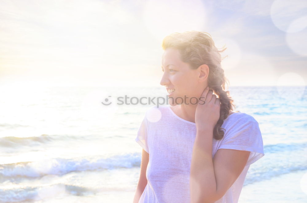 Similar – Little girl feeling free on the beach