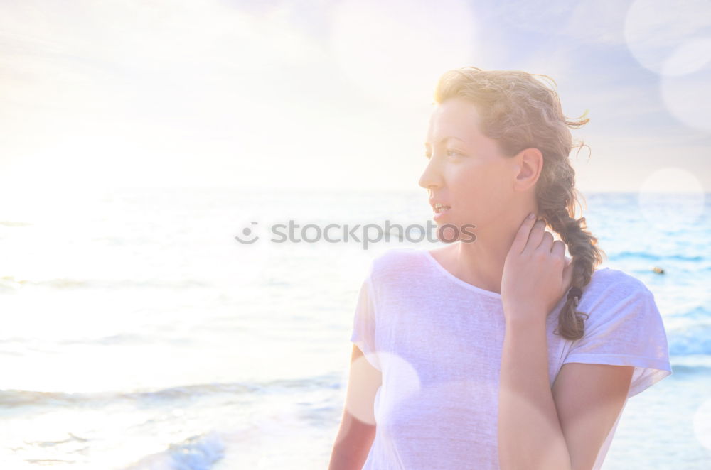 Similar – Image, Stock Photo woman enjoying nature on the mount