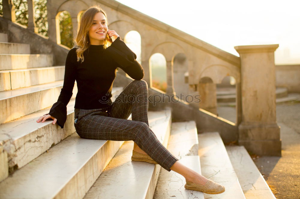 Similar – Portrait of young adult female in front of yellow wall